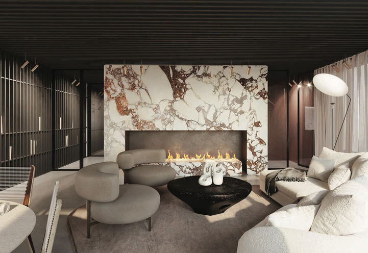 Junction Square Condos Party Room with Fireplace