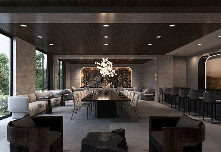 King Terraces Condos- Multipurpose Room with a Bar, Large Dining Table and Lounge