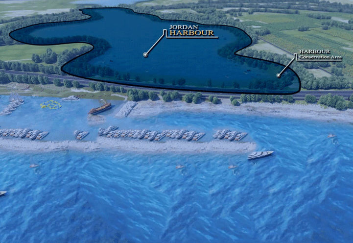 LJM Harbourfront- Aerial View looking to Jordan Harbour and Conservation Area