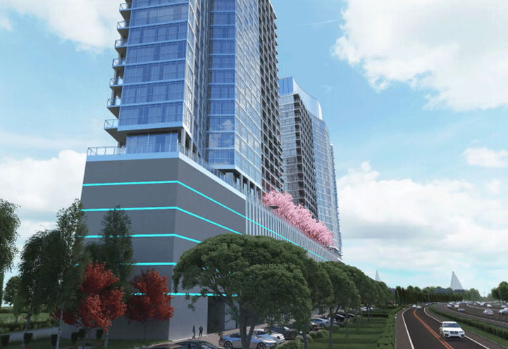 LJM Harbourfront- Side View of Shared Podium from Street Level