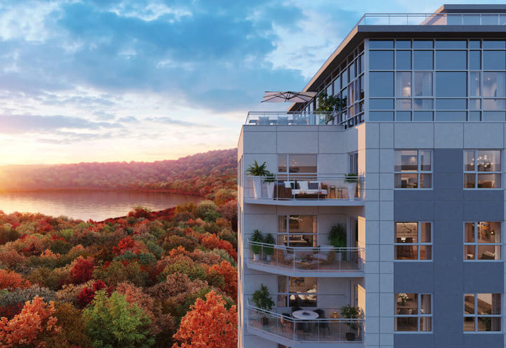 LakeVu Condos 3 - Upper Level Exteriors with Lake View in Autumn