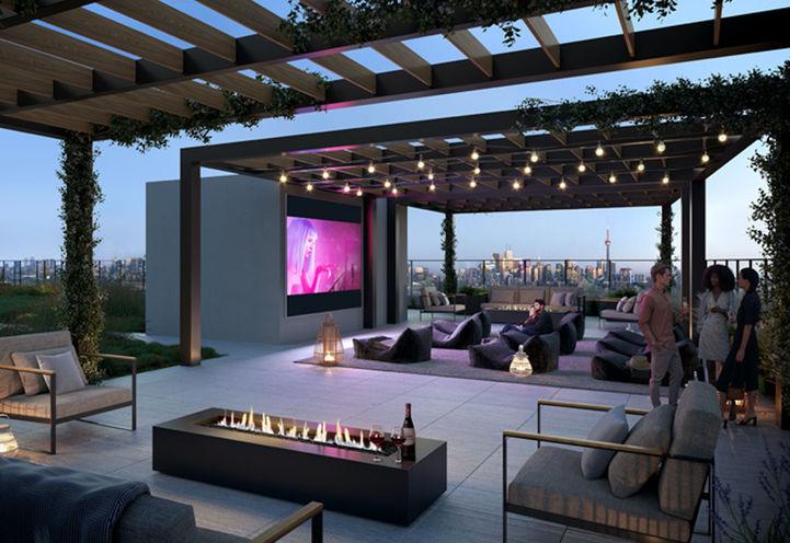 Lakeview DXE Club Rooftop Terrace with Seating and Fire Pit