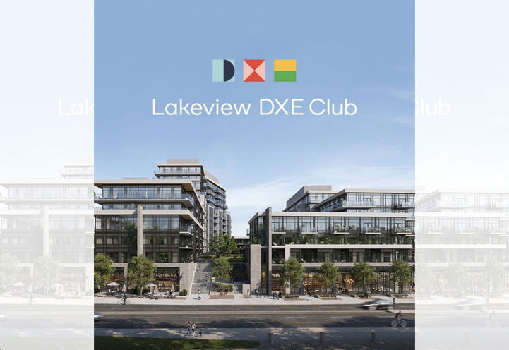 Lakeview DXE Club Street View of Exteriors with Project Logo