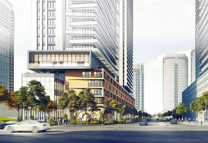 Looking East, Street View of 2075 Landa Place Condos 2 Podium