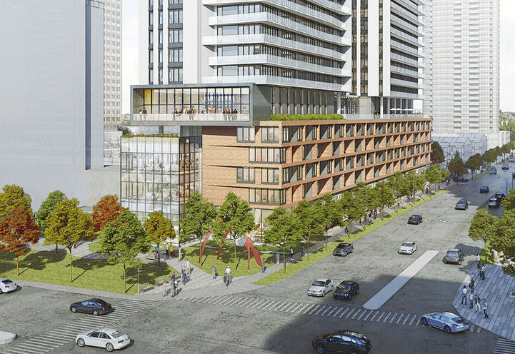 Looking Northeast, Bird's Eye View of Podium and Surrounding Streets