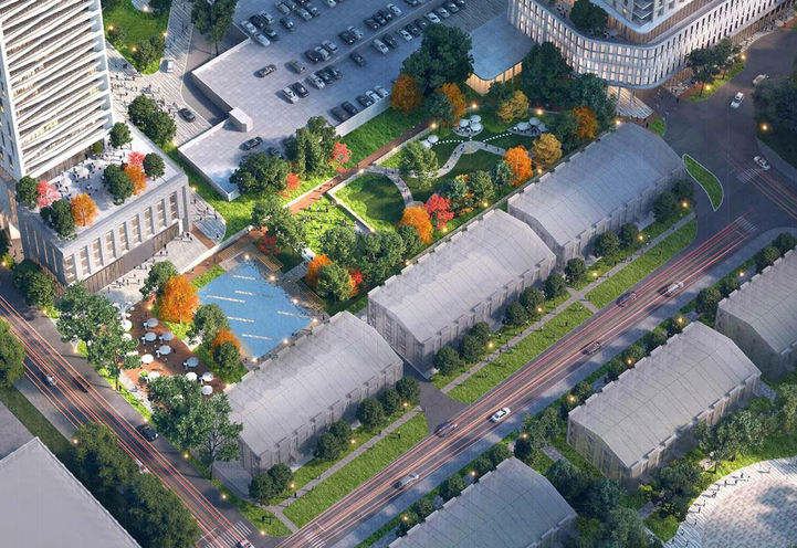 Aerial View of Public Park at Landa Place Condos