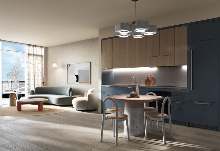 Lily at Crosstown Condos Kitchen and Living Space