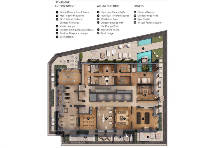 M5 Condos 7th Floor Amenity Plan