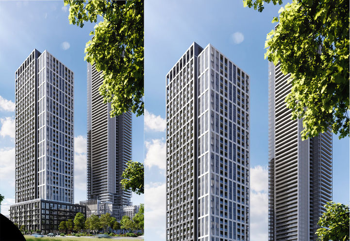 M5 Condos Split Screen Tower and Upper Levels
