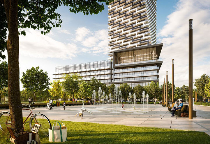 M6 Condos Street Level View of Podium Exteriors