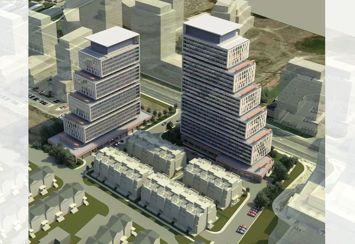 Markham Gold Condos Aerial View of Towers and Townhomes