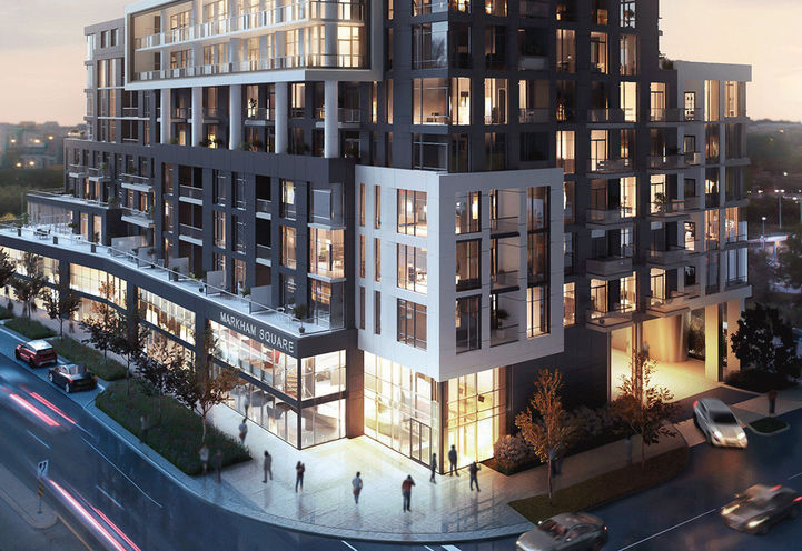 Looking to the Podium at Markham Square Condos