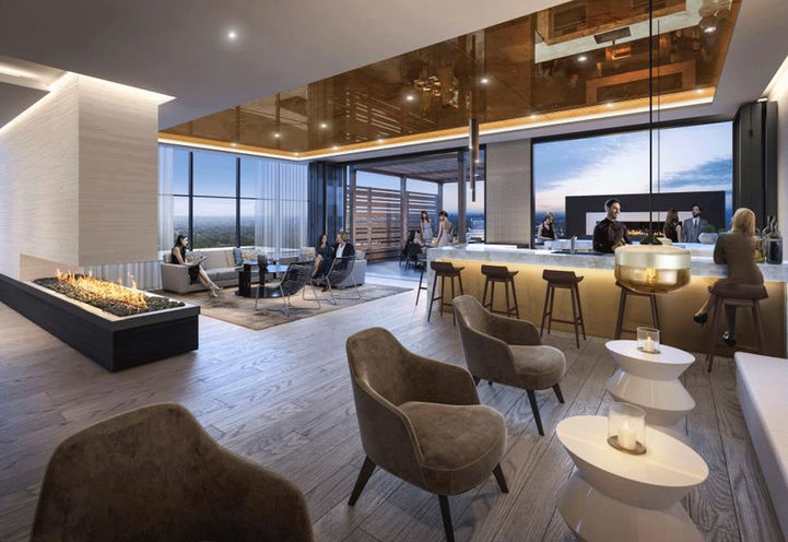Party Room Lounge with Terrace View at Markham Square Condos