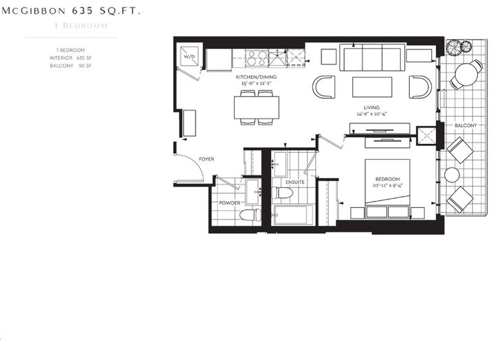 McGibbon on Main Condos- One Bedroom Sample Floorplan