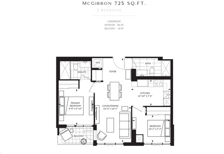 McGibbon on Main Condos- Two Bedroom Sample Floorplan