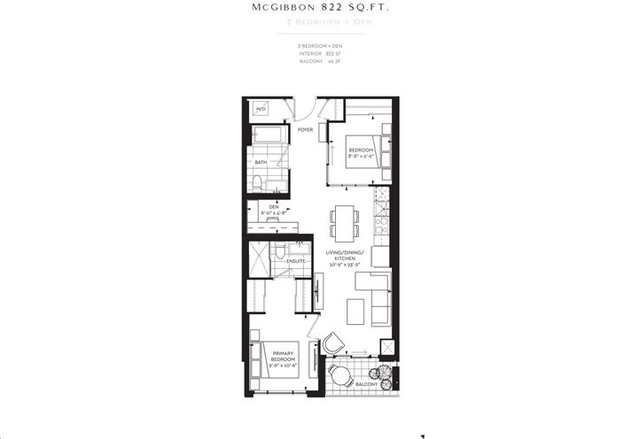 McGibbon on Main Condos- Two Bedroom plus Den Sample Floorplan