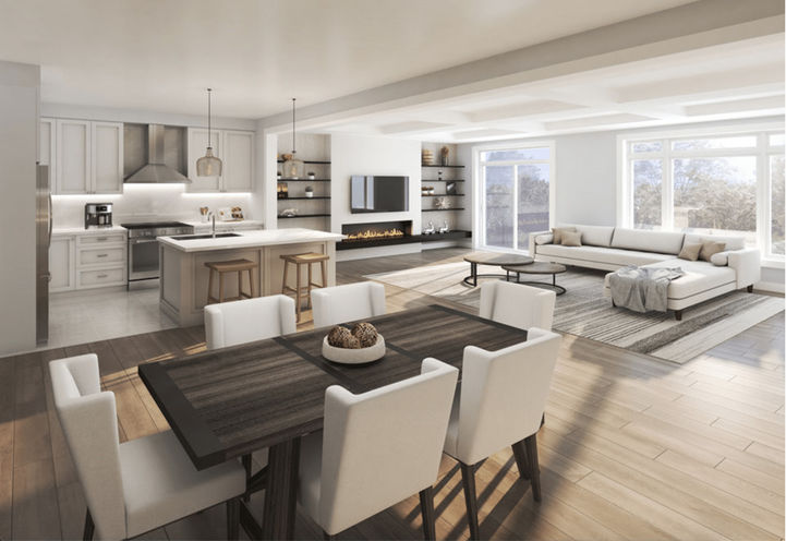 Meadowlark Enclave Homes Kitchen, Dining, and Living Space