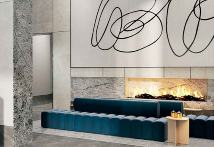 Metro Park Condos - Fireplace Lounge Area in Lobby