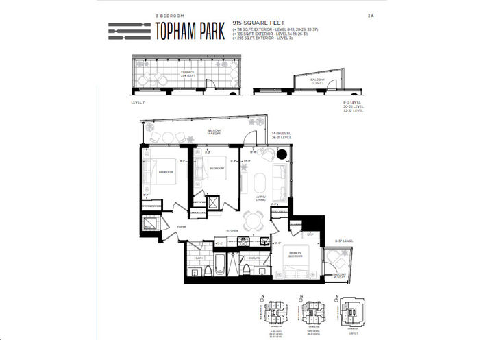Metro Park Condos - Topham Park 3 Bed/2 Bath Floorplan