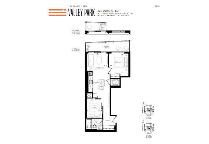 Metro Park Condos - Valley Park 1 Bed/1 Bath/Den Floorplan
