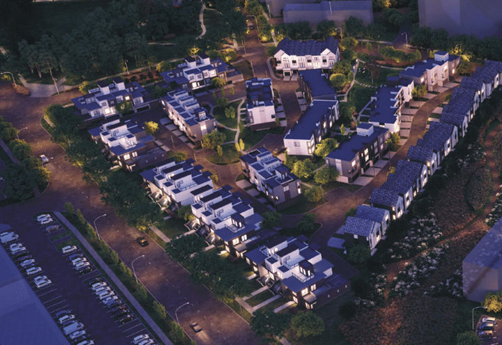 Midtown Towns Edmonton Aerial Evening View of Community