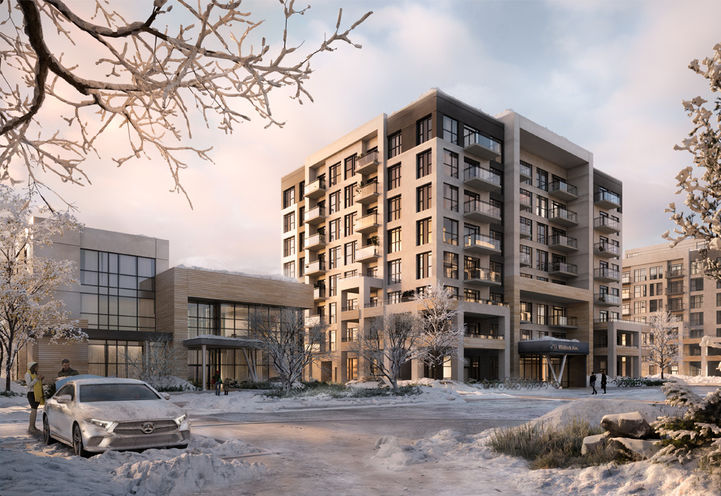 Mile and Creek Condos 3 Exterior of Building in Winter