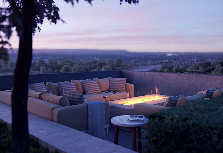 Mile and Creek Condos 5 Rooftop Terrace Seating with Fire Pit