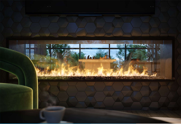 Mile and Creek Condos Fireplace in Private Dining Room