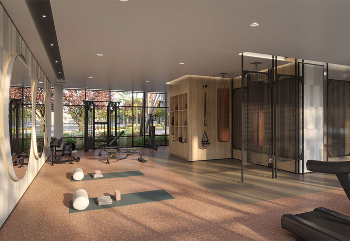 Mile and Creek Condos Fitness Centre with Yoga Studio