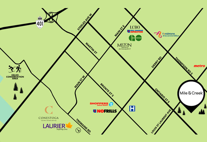 Mile and Creek Condos Map of Area