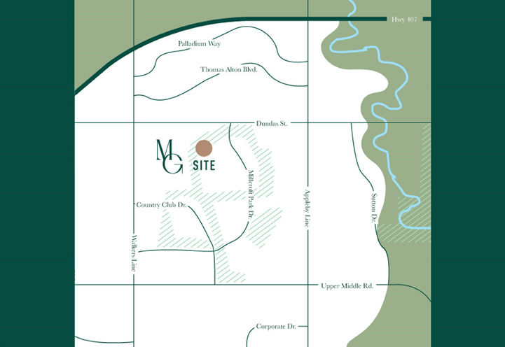Millcroft Grove Homes Aerial Map View of Project Location