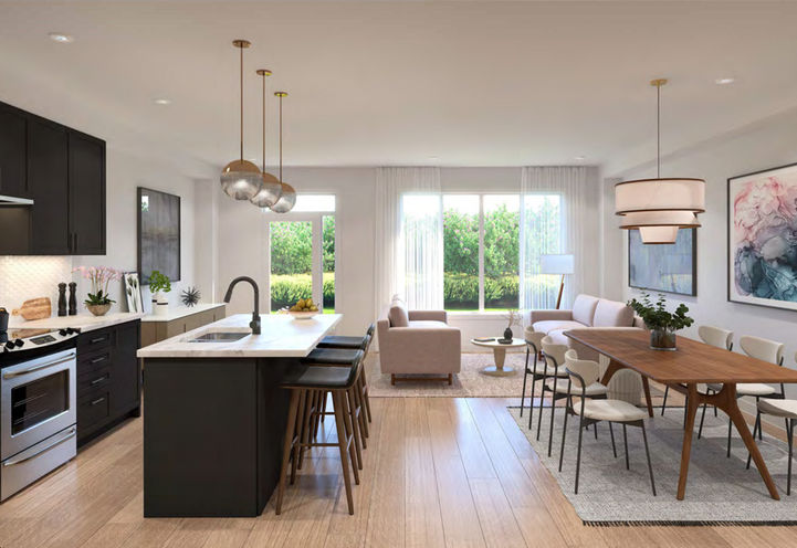 Milton Village Towns Kitchen with Dark Finishes