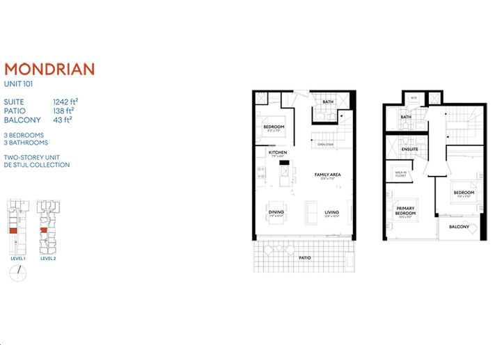 Mondria Condos DeStijl Three Bedroom Sample Floorplan