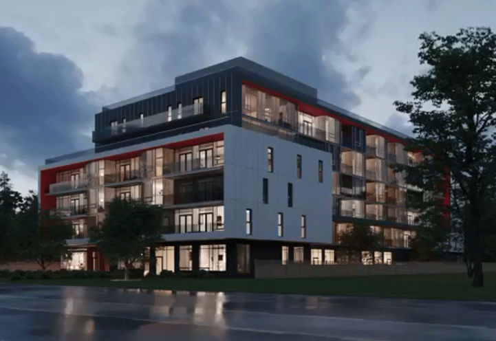 Mondria Condos Dusk Aerial View