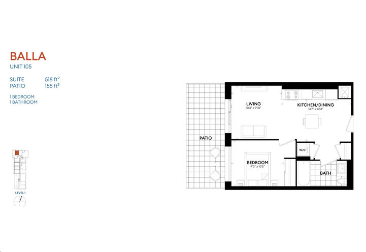 Mondria Condos Futurist One Bedroom Sample Floorplan