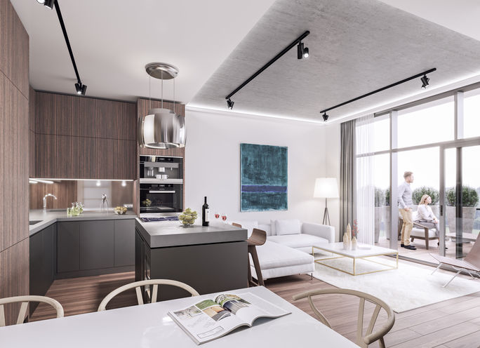 Mondria Condos Kitchen and Living Suite Interior