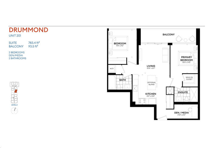 Mondria Condos Modernist Two Bedroom plus Flex Sample Floorplan