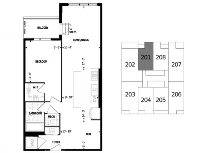 One Bedroom + Den Floor Plan
