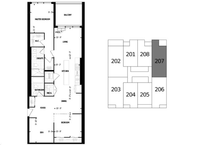 Two Bedroom + Den Floor Plan