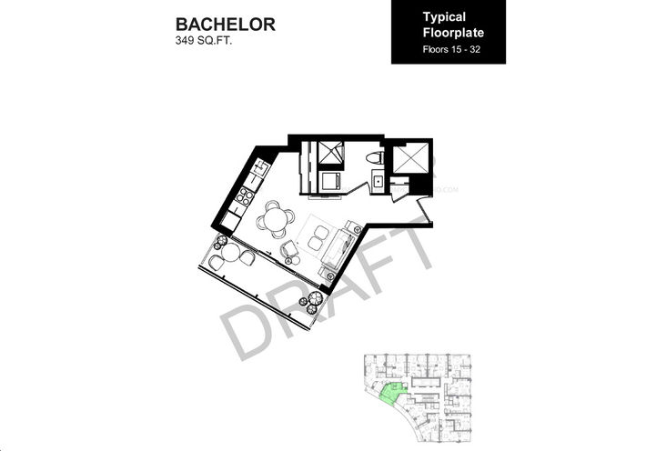 Natasha The Residences - Bachelor Unit Sample Floorplan