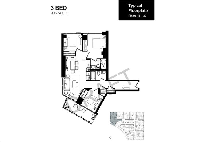 Natasha The Residences - Three Bedroom Sample Floorplan