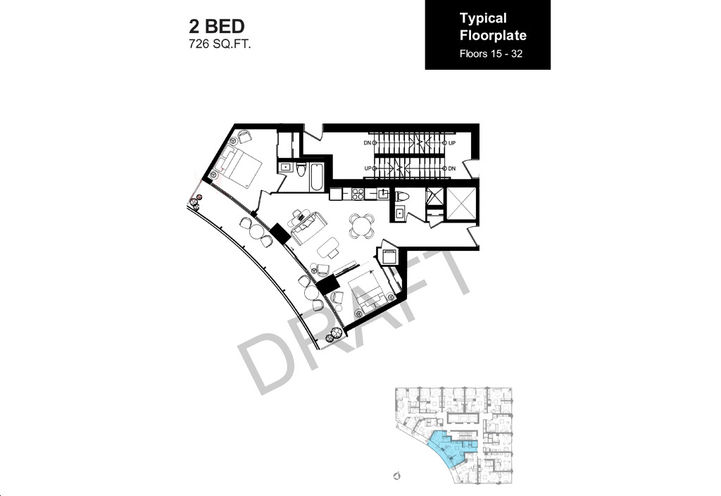 Natasha The Residences -  Two Bedroom Sample Floorplan