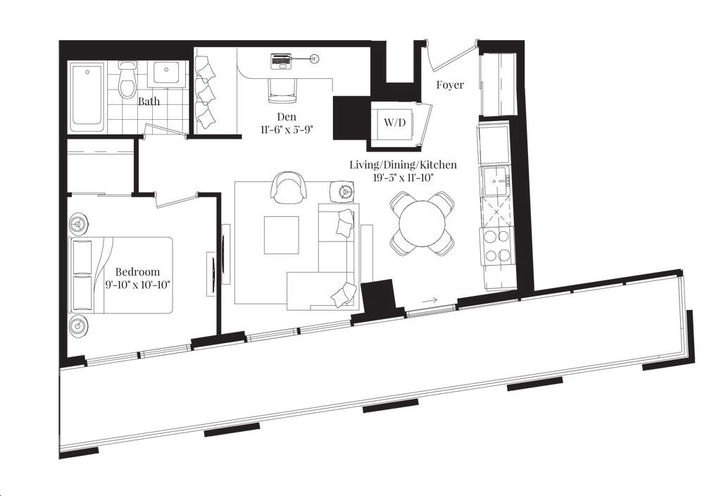 No 31 Condos One Bedroom plus Den Sample Floorplan