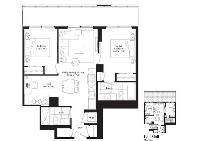 No 31 Condos Two Bedroom plus Den Sample Floorplan