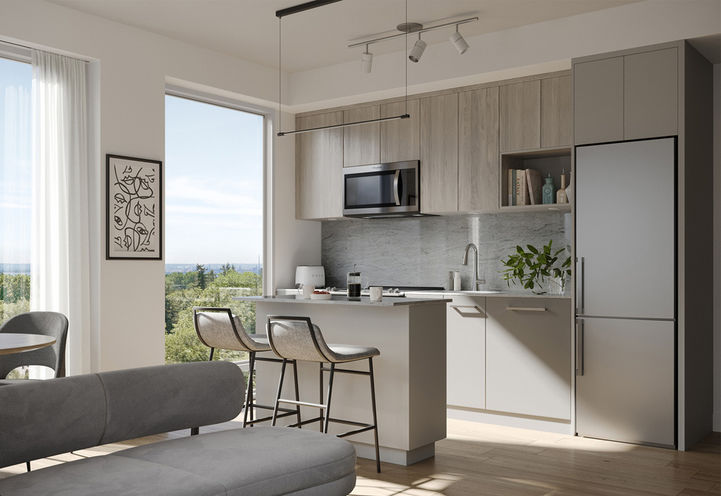 Northshore Condos - Suite Interiors Kitchen with Island