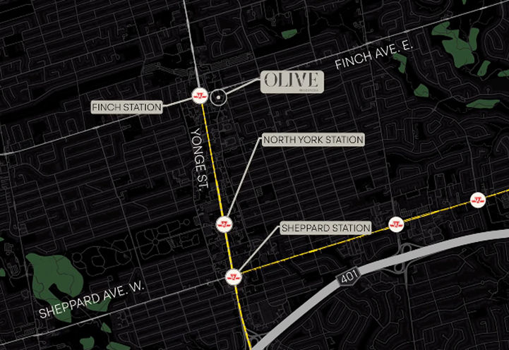 Olive Residences Aerial Map View of Nearby Commuting Options