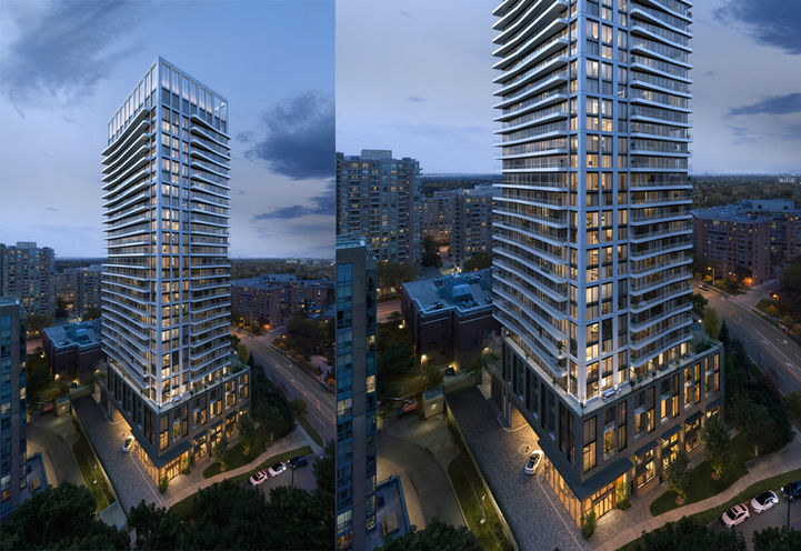 Olive Residences at Dusk Split Screen Tower and Lower Levels