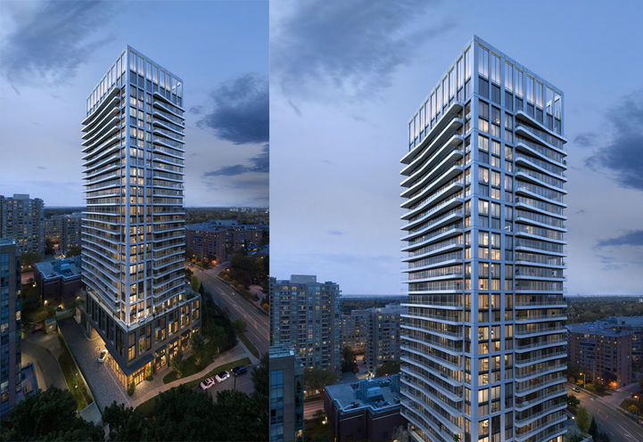 Olive Residences at Dusk Split Screen Tower and Upper Levels