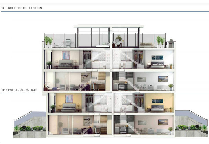 One Place Gardens Cross Section View of Rooftop and Patio Collections
