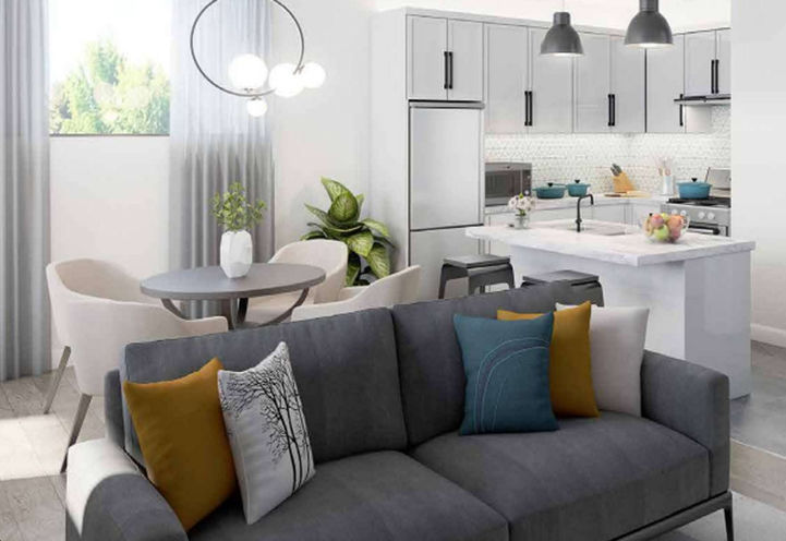 One Place Gardens Lower Level Open Concept Living Space